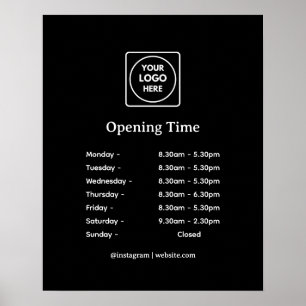 Poster de horas de negócios negras Abertura da L