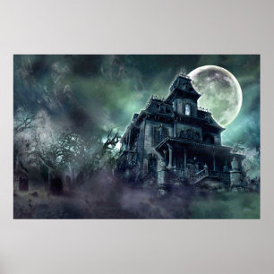 Poster de Horror da Casa Assombrada - Mansão Ghosa