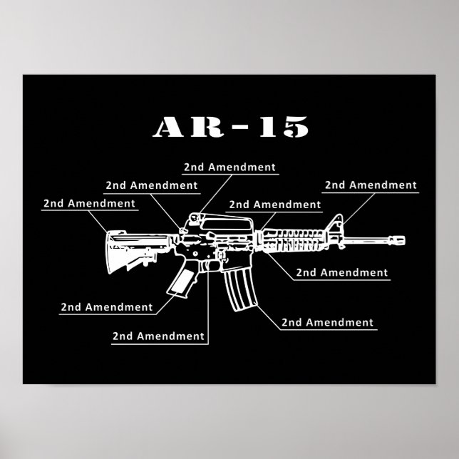 Poster de identificação de peças AR-15 preto e bra (Frente)