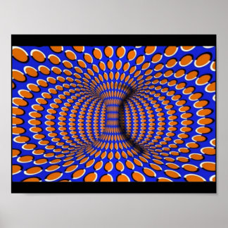 Poster de ilusão óptica 3D laranja e azul