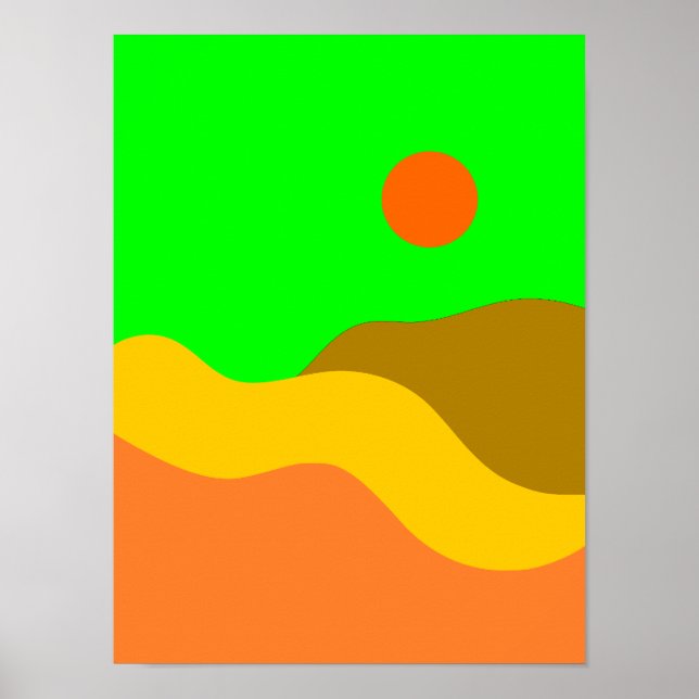 Poster de Ilustração da Paisagem da Montanha Retro (Frente)