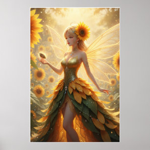 Poster de Ilustração de Fada do Girassol Fantasia