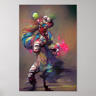 Poster de ilustração de fantasia de JUNGLER CLOWN