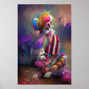 POSTER de ilustração de fantasia SAD CLOWN
