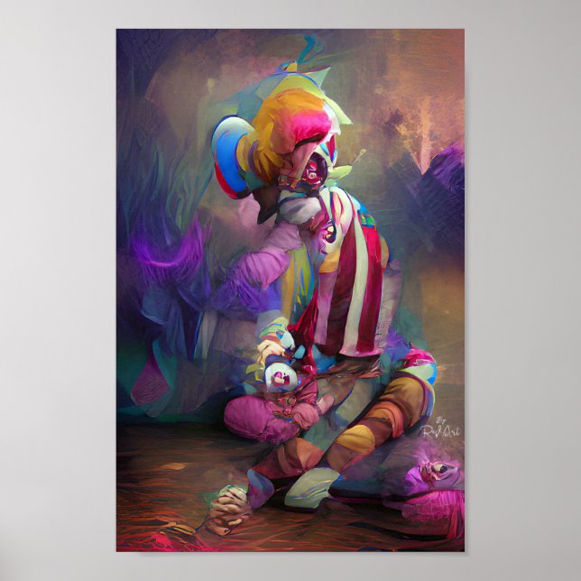 POSTER de ilustração de fantasia SAD CLOWN (Frente)
