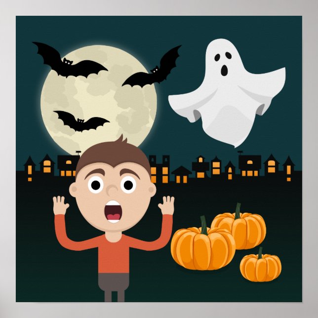 Poster de Ilustração de Ghost Moon Bats (Frente)