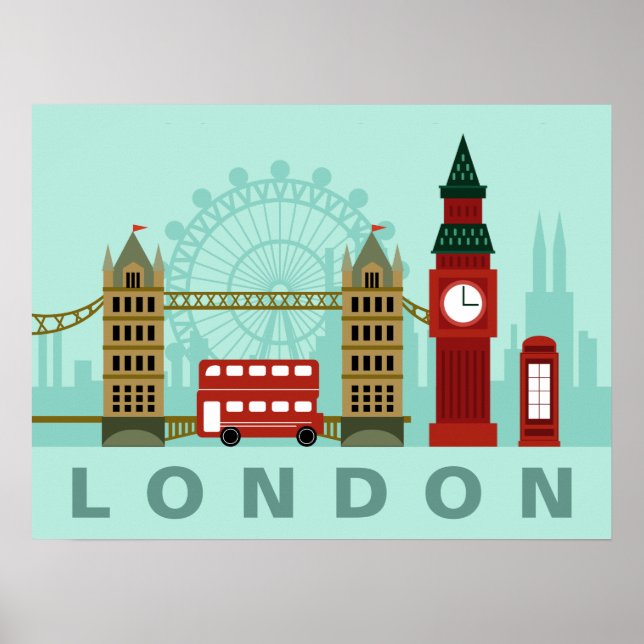 Poster de ilustração de Londres (Frente)