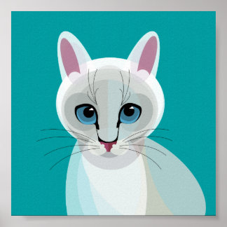 Poster de ilustração geométrica de White Cat