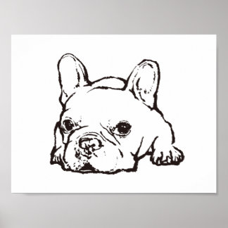 Poster de Ilustração Manuscrita de Bulldog Francês