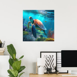 Pôster de Imagem Personalizada de Tartaruga Marinh