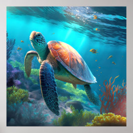 Pôster de Imagem Personalizada de Tartaruga Marinh
