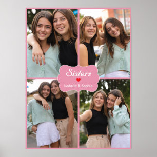 Poster de Imagens e Nomes Personalizados Rosa BFF