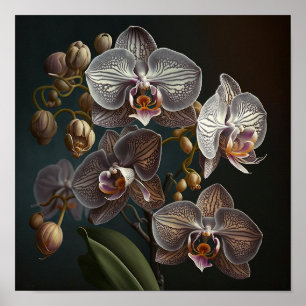 Poster de Impressão das Flores de Orquídea Branca