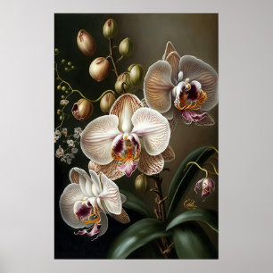 Poster de Impressão de Arte com Orquídea Branca