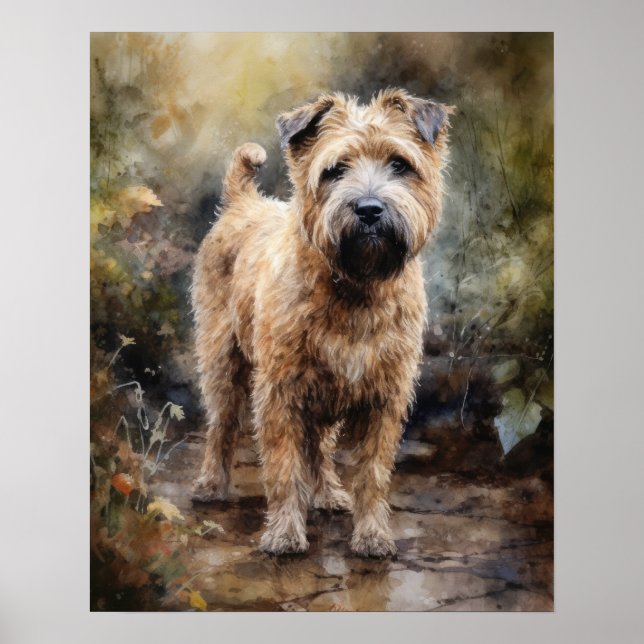 Poster de Impressão de Arte de Cachorro Molhado (Frente)