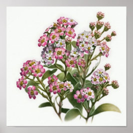 Poster de Impressão de Arte de Flor Alyssum Rosa