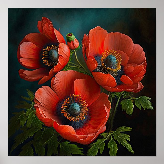Pôster de Impressão de Arte de Flores de Anêmona V (Frente)