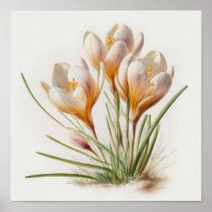 Pôster de Impressão de Arte de Flores de Crocus Br