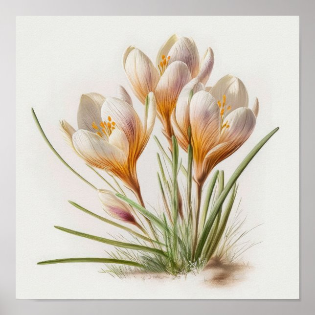 Pôster de Impressão de Arte de Flores de Crocus Br (Frente)
