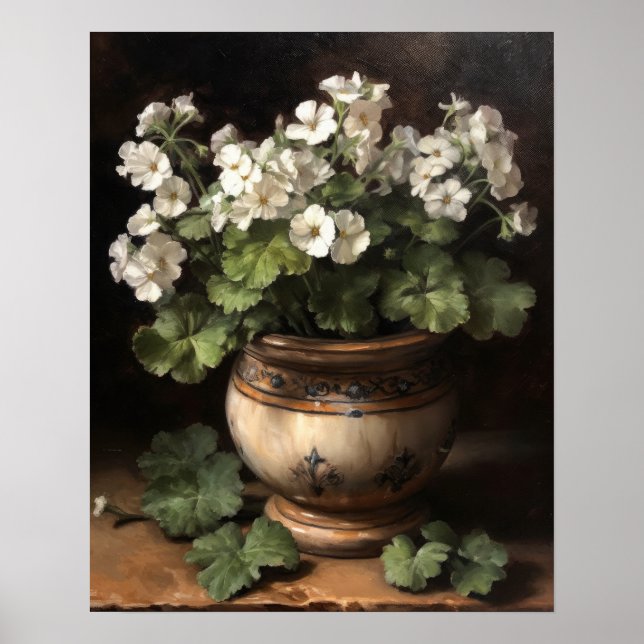 Poster de Impressão de Arte de Flores de Gerânio B (Frente)