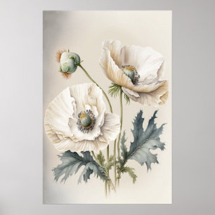 Pôster de Impressão de Arte de Flores de Papoula B