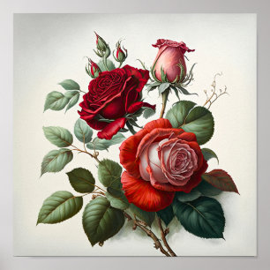 Pôster de Impressão de Arte de Flores de Rosas Ver