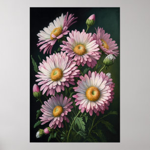 Poster de Impressão de Arte de Flower Inglês Rosa
