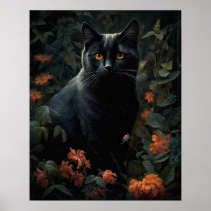 Poster de Impressão de Arte de Gato Negro
