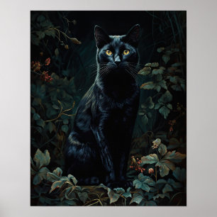 Poster de Impressão de Arte de Gato Negro