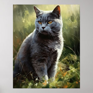 Poster de Impressão de arte de gato Shorthair