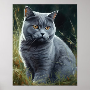 Poster de Impressão de arte de gato Shorthair