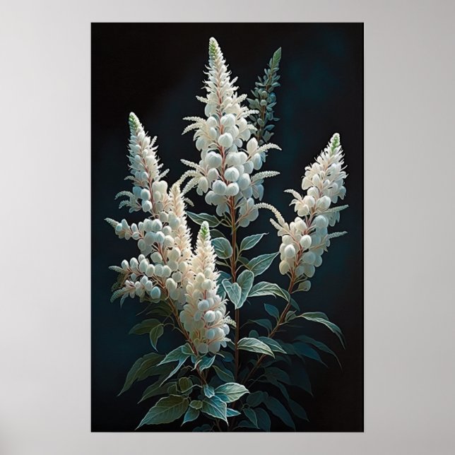 Poster de Impressão de Arte Flor Branco Astilável (Frente)