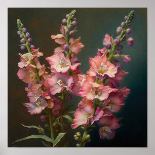 Poster de Impressão de Arte Flor Delfina Rosa