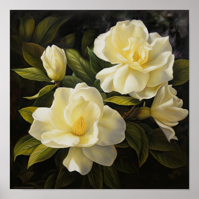 Poster de Impressão de Flor de Gardenias Amarelas (Frente)