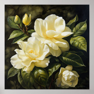 Poster de Impressão de Flor de Gardenias Amarelas