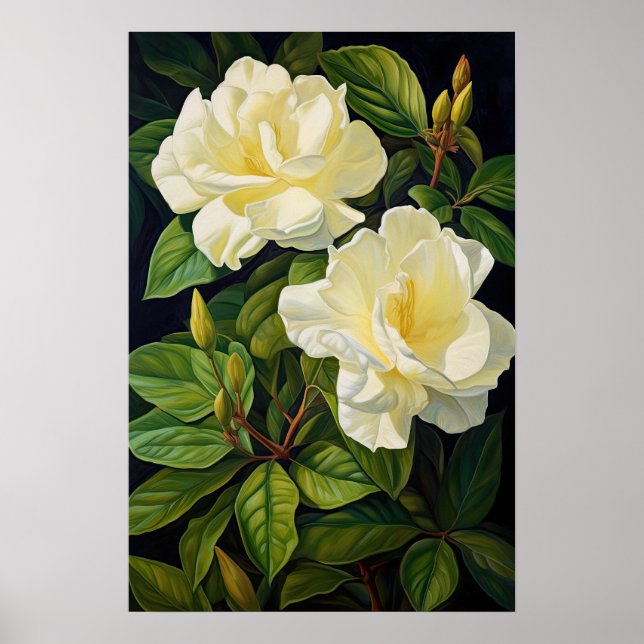 Poster de Impressão de Flor de Gardenias Amarelas (Frente)