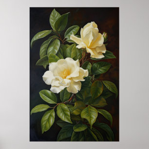 Poster de Impressão de Flor de Gardenias Amarelas