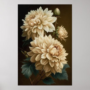 Poster de Impressão de Flores Brancas