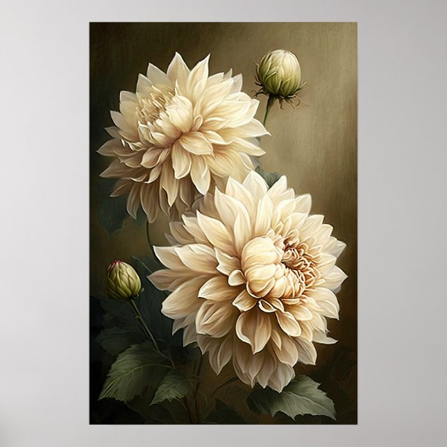 Poster de Impressão de Flores Brancas (Frente)