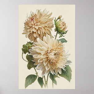 Poster de Impressão de Flores Brancas