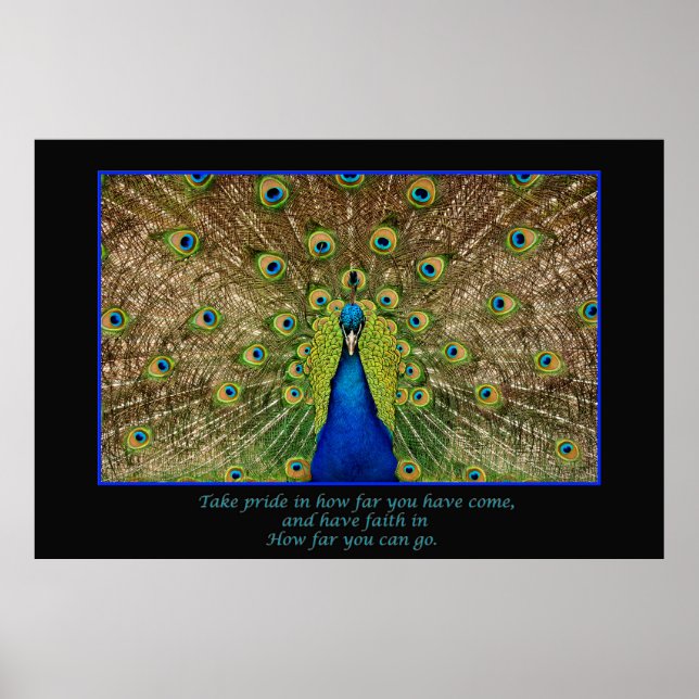 Poster de impressão de pavão inspirador (Frente)