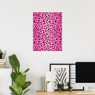 Poster de Impressão Leopardo Rosa na moda