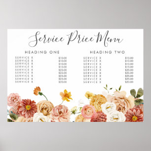 Poster de Impressão Personalizada do Menu de Pre