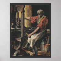 Poster de impressora com letra Vintage