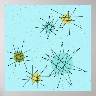 Poster de Impulsos Atômicos Icônicos Azuis do Robi