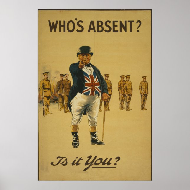 Poster de Inscrição Britânica Vintage (Frente)