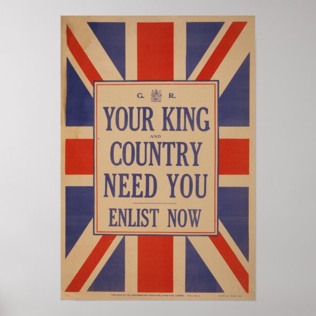 Poster de Inscrição Britânica Vintage (Frente)