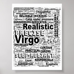 Poster de Inspiração em Nuvem do Virgo Zodiac Word
