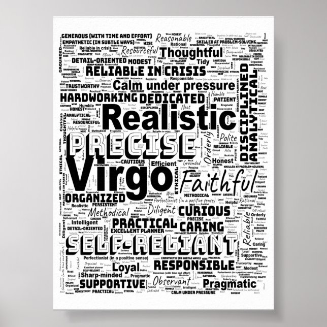 Poster de Inspiração em Nuvem do Virgo Zodiac Word (Frente)