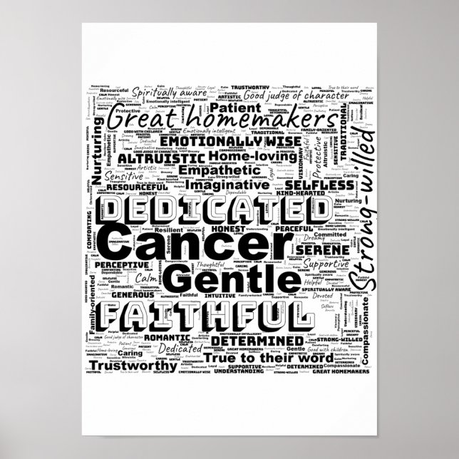 Poster de Inspiração em Nuvem do Word Zodiac do ca (Frente)